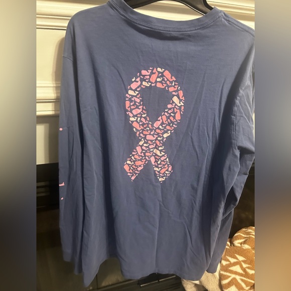 Vineyard Vines Blue Long Sleeve Tee with Pink Accents - Picture 2 of 3